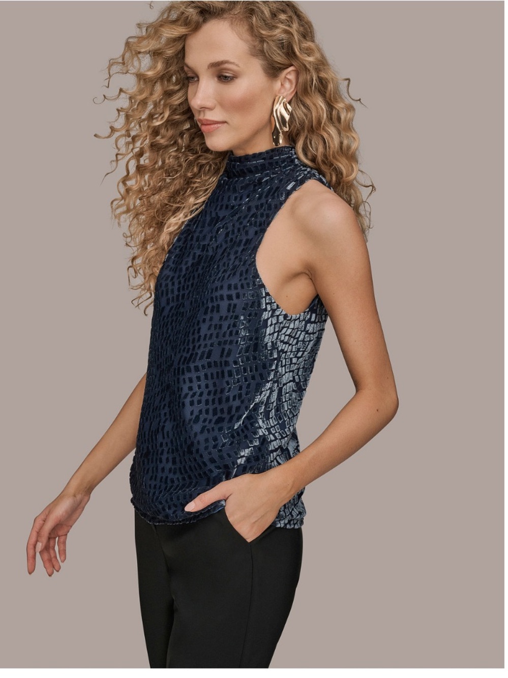 Donna Karan Women’s Sleeveless Cowl Neck Sweater Top, NWT - Picture 4 of 11